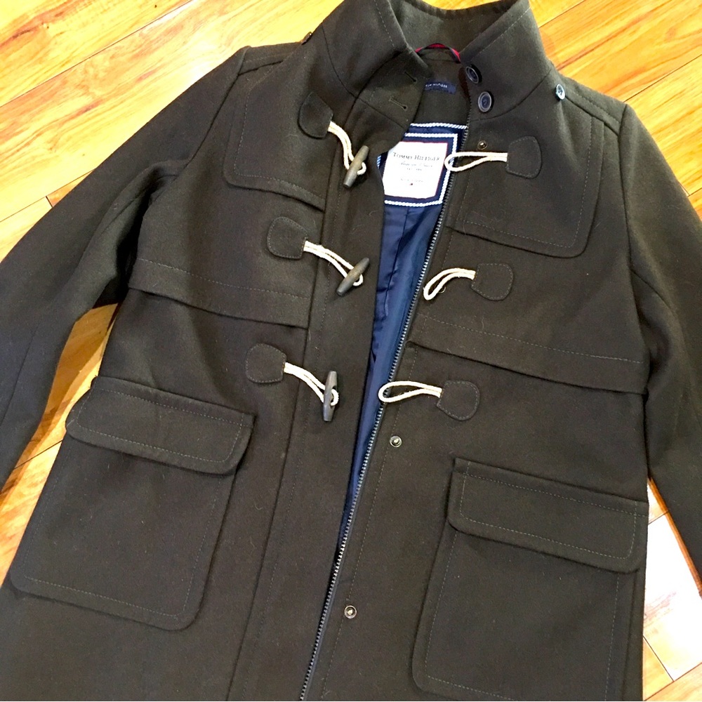 Tommy Hilfiger American Classic military style pea coat jacket utility b…